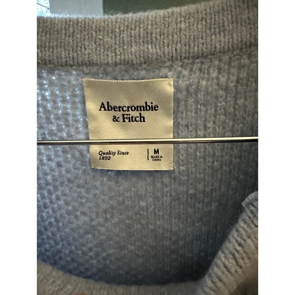 ABERCROMBIE Crewneck Waffle Knit Zip Pullover Sweater - Picture 4 of 5